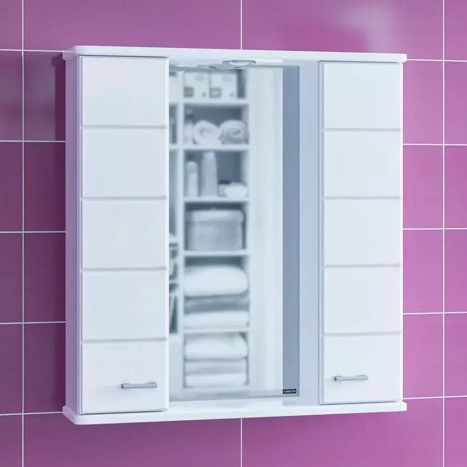 Зеркало-шкаф Санта Омега 75 свет, белый