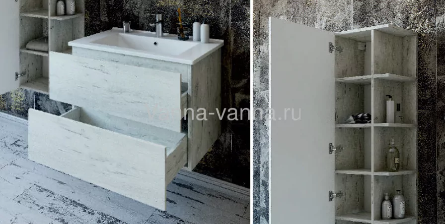 Пенал Sanflor Чикаго 40 подвесной, с открытой полкой L/R, дуб крафт от магазина Vanna-Vanna.ru!