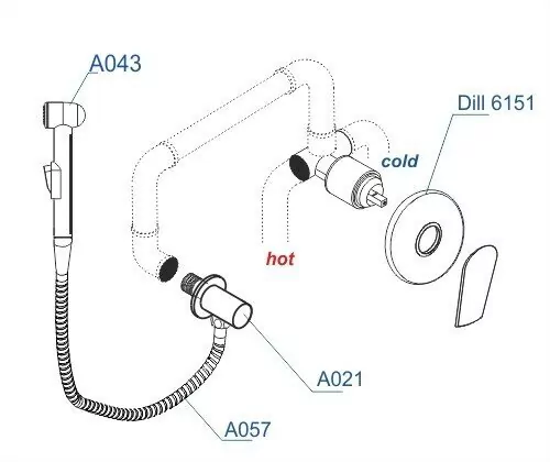 Смеситель с гигиеническим душем WasserKRAFT A06157 шланг 120 см хром