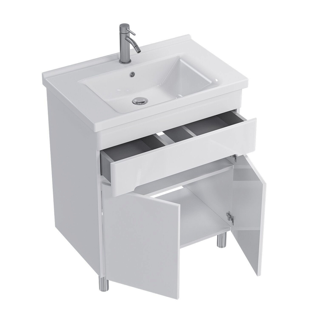 Тумба напольная SanStar Модена 70 с раковиной Миранда 70 белая