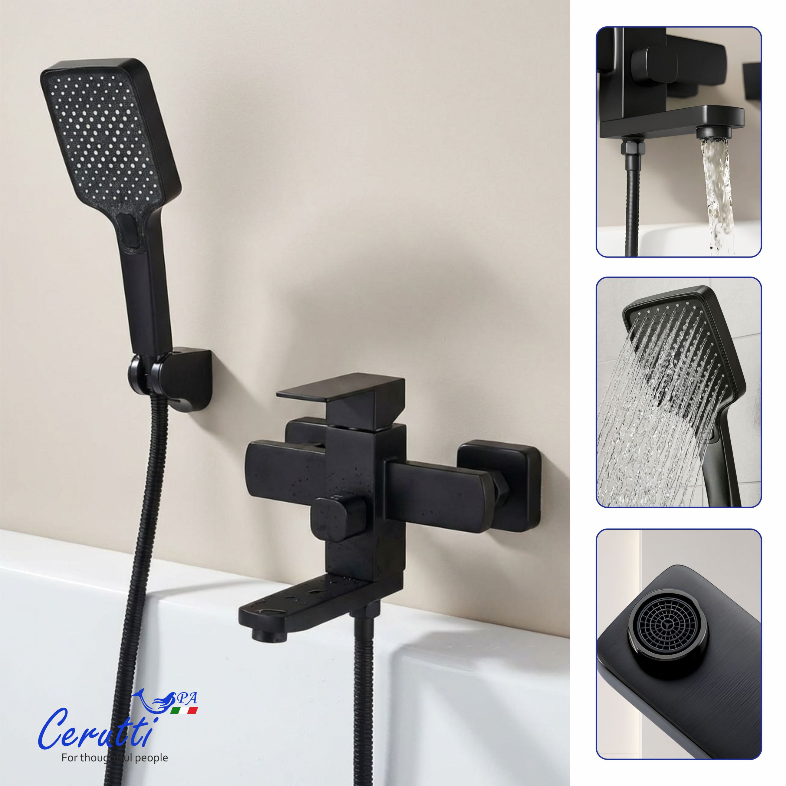 Смеситель для ванны Ceruttispa Клелия VMB (CLELIA VMB) из нержавеющей стали, цвет черный матовый