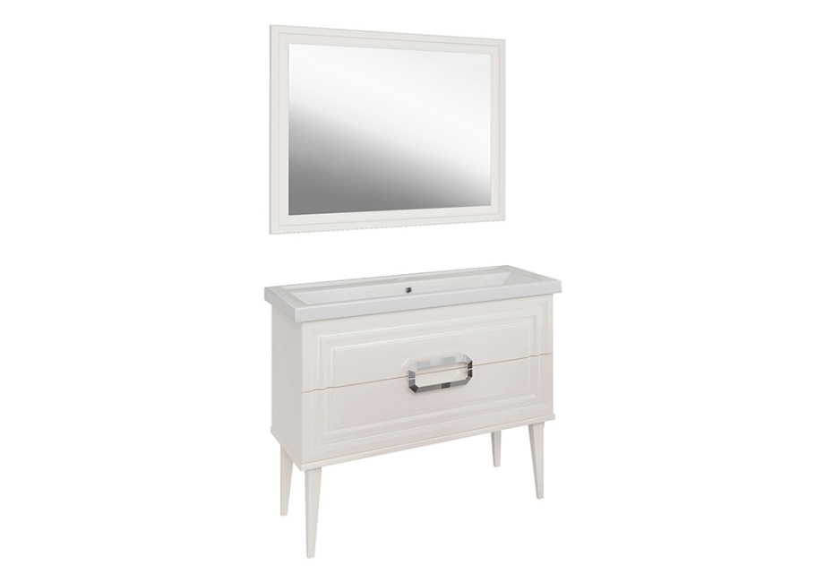 Мебель для ванной ASB Woodline Летиция 80 комплект, напольный, белый, хром