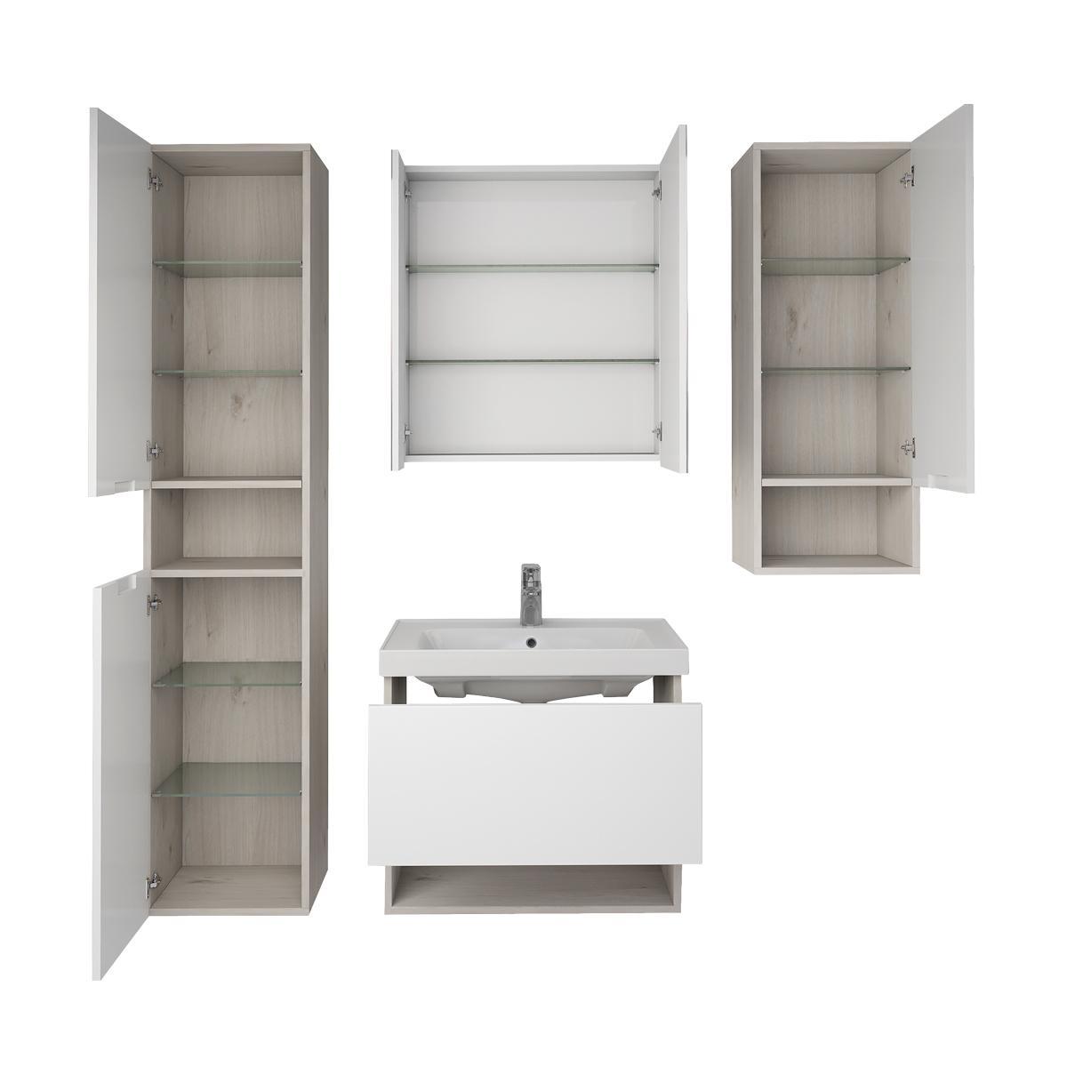 Тумба с раковиной подвесная Dreja Perfecto 90 см, дуб эврика/белый