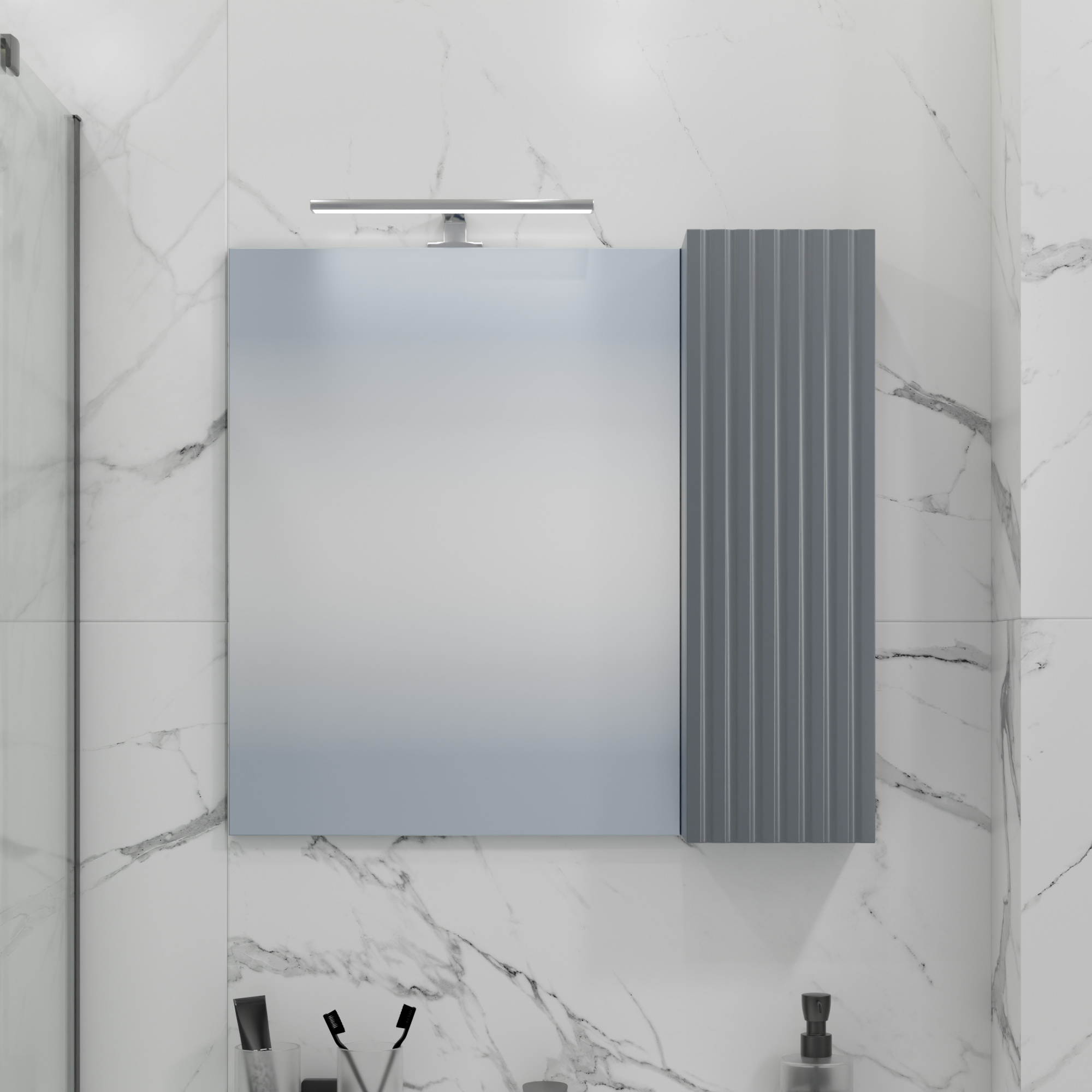 Зеркало-шкаф Санта Юпитер 70 R свет, графит матовый