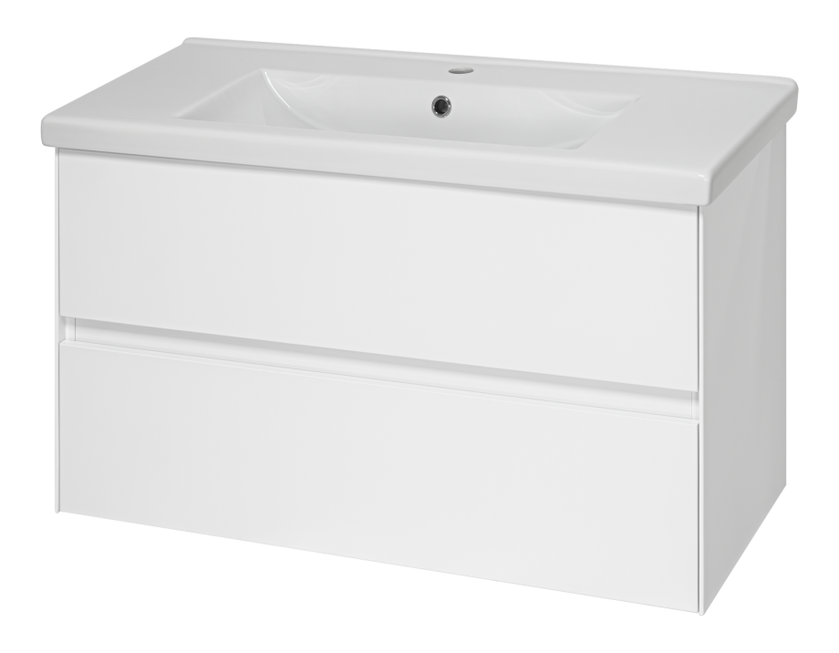 Тумба с раковиной Misty Твист 100 подвесная (белая)