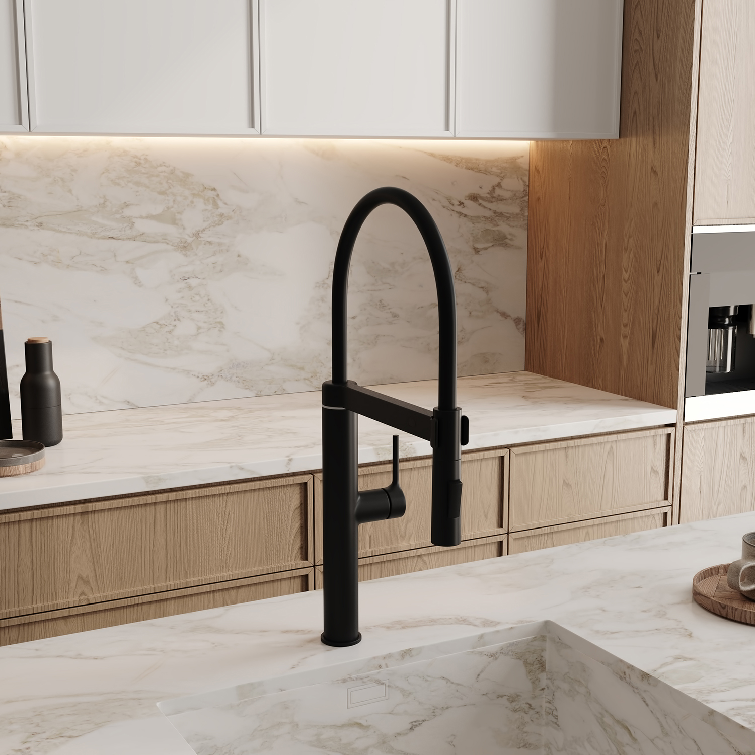 Сенсорный смеситель для кухни с гибким изливом WasserKraft A8867 черный