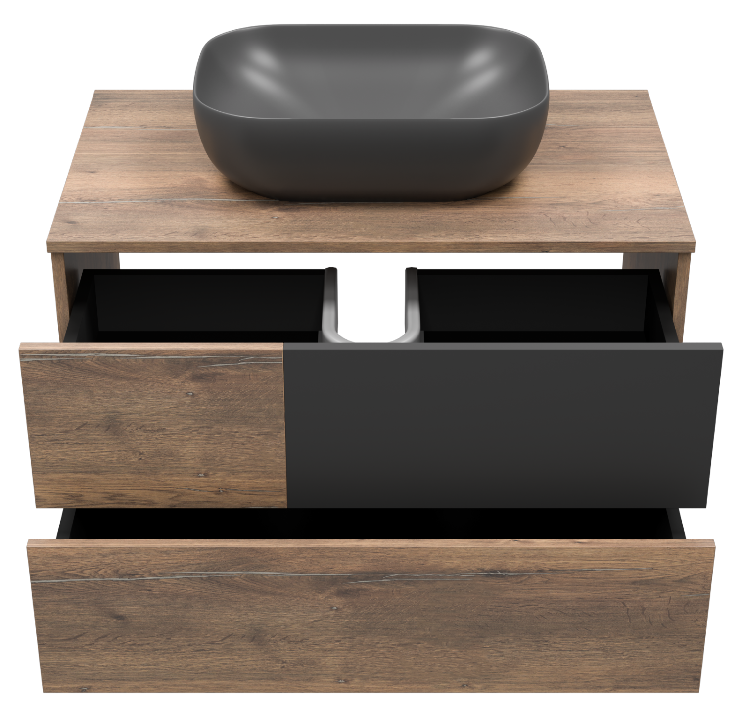 Тумба с раковиной Misty Коломбо 80 подвесная, дуб галифакс/антрацит