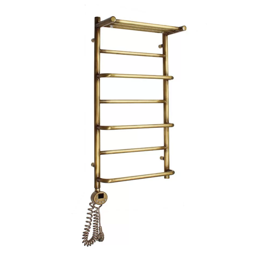 Полотенцесушитель электрический Domoterm Орфей с полкой П7 400x800 АБР EL, левый, античная бронза