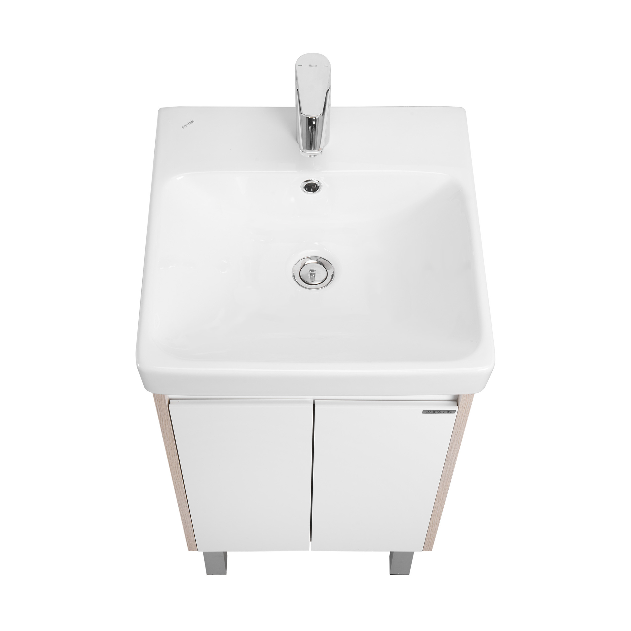 Тумба Aquaton Сканди Doors 45 с раковиной Адриана 45, 2 ящика, подвесная, белый, дуб верона
