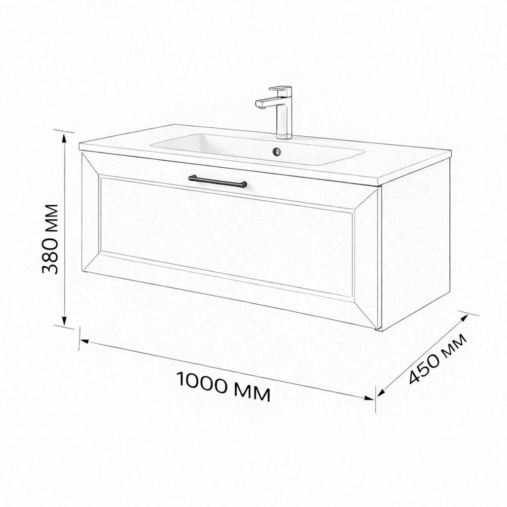 Тумба с раковиной подвесная (100 см) Terminus Victoria VIC101001900101O, айвори