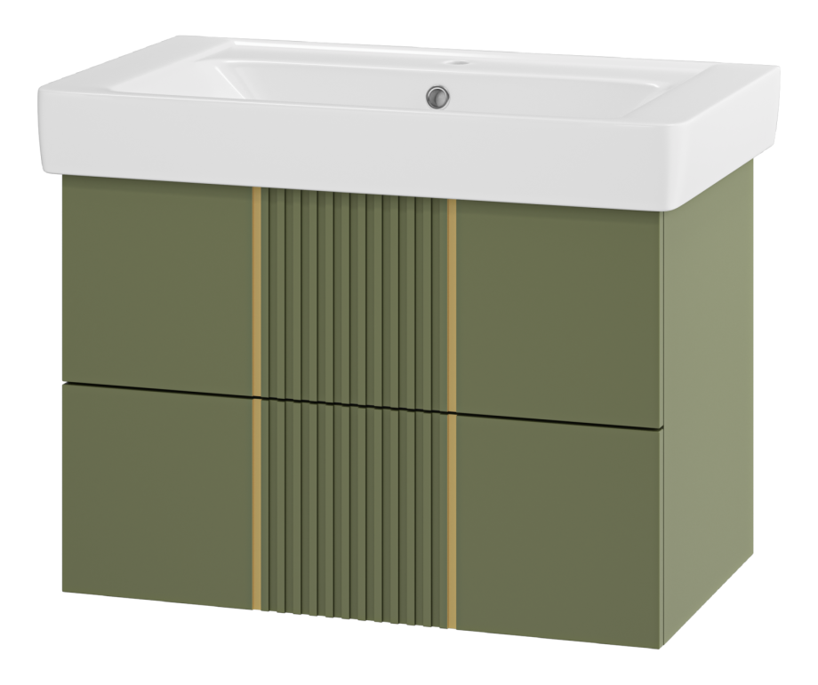 Тумба с раковиной Brevita Vega 80 подвесная, зеленый/патина золото