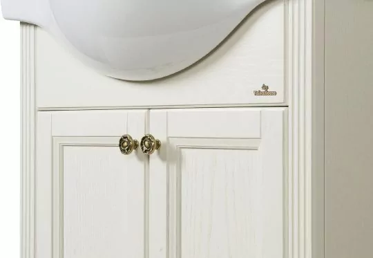 Тумба напольная ValenHouse Эллина 65 с раковиной Классик 65, 2 двери, слоновая кость, бронза