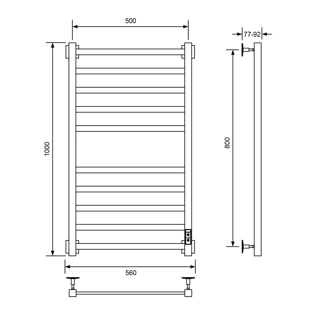 Полотенцесушитель электрический Veconi Barro-A B10050B-A 500х1000, черный