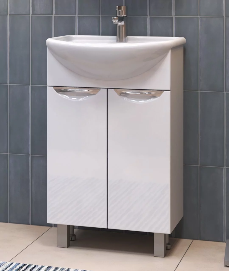 Тумба напольная Vigo Callao 50 с раковиной Уют 50, 2 двери, белый