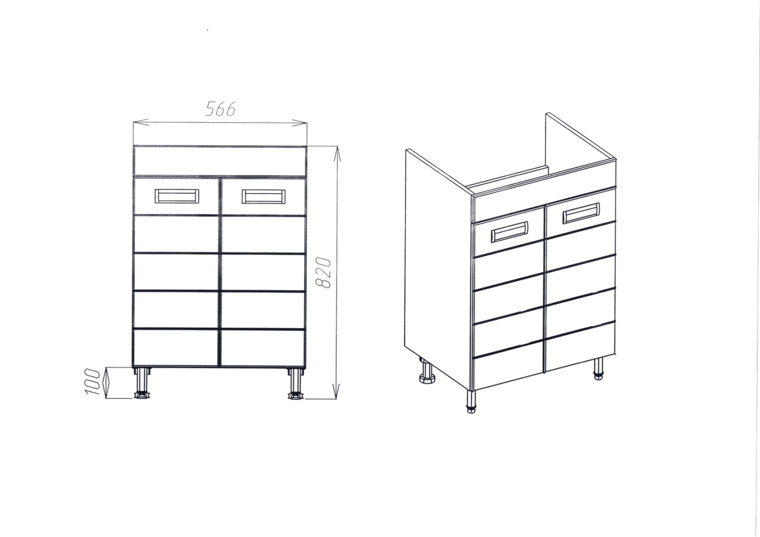 Тумба напольная Viant Вена 60 с раковиной Como 60, белый
