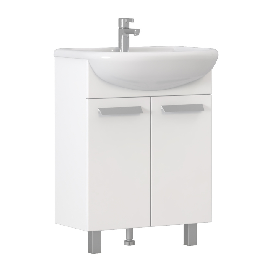 Тумба напольная Vigo Hoska 60 с раковиной Уют 60, 2 двери, белый