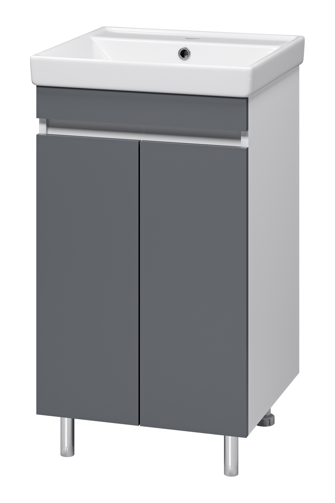 Тумба Misty Майна 50 с раковиной Como 50, напольный, графит/белый