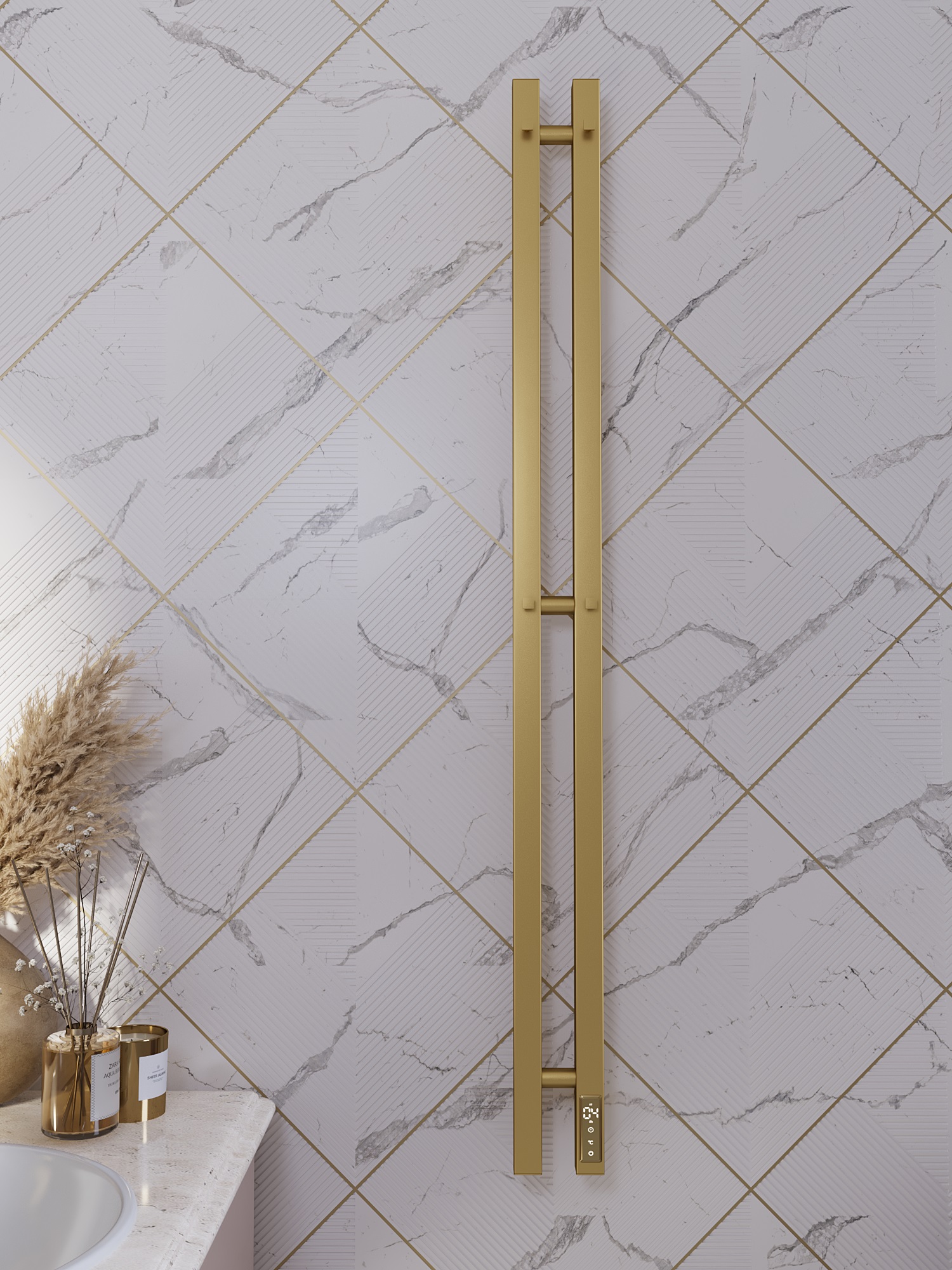 Полотенцесушитель электрический APEXTERMO Сириус SR10111GL 1100x80 с крючками, золотой матовый