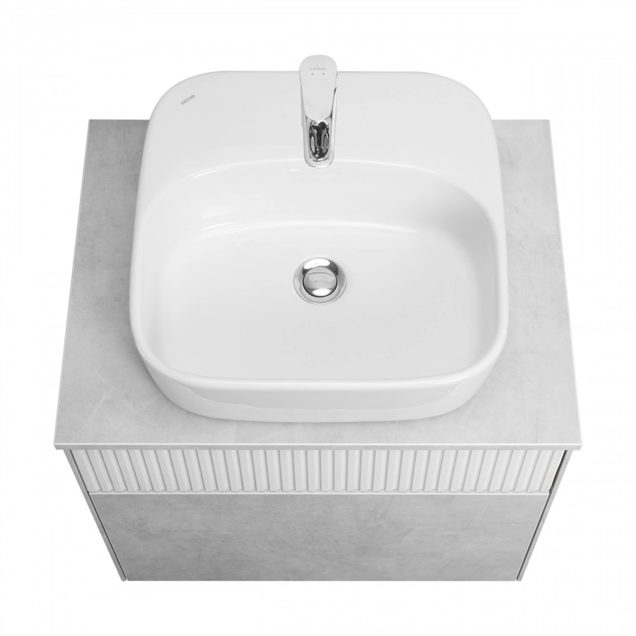 Тумба Aquaton Марбл слэйт 60 с раковиной Одри 42х42 Soft, белый матовый