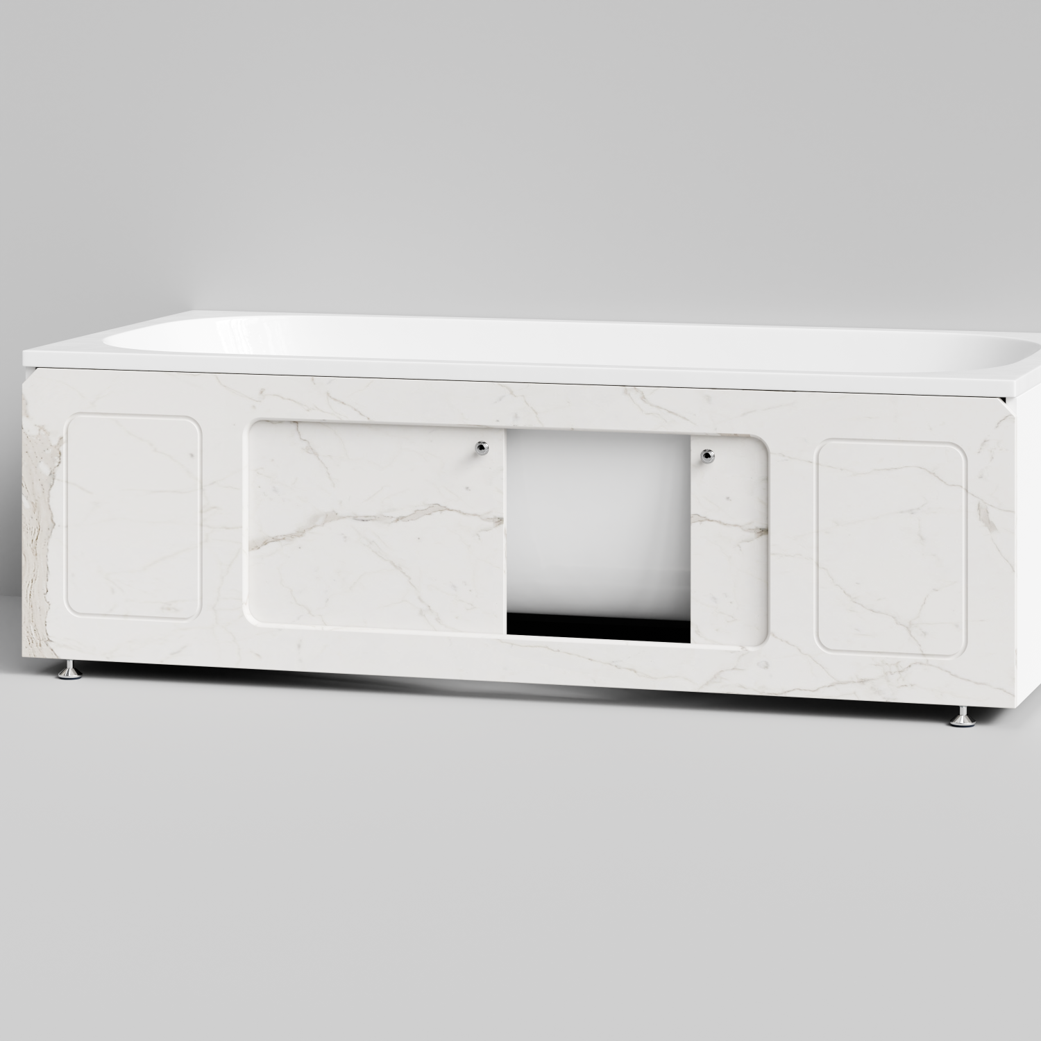 Экран под ванну Vod-ok Лидер 180 раздвижной Мрамор Белый натур милк