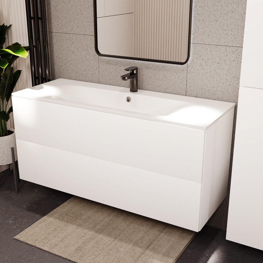 Тумба с раковиной подвесная (120 см) Terminus Aurora AUR101202900301O, белый