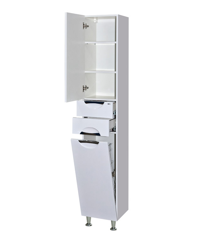 Пенал Misty Орхидея 35 напольный, с бельевой корзиной, L, белый