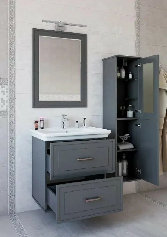 Пенал Sanflor Модена 34 R подвесной, серый матовый