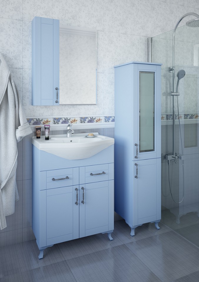 Зеркало с шкафчиком Sanflor Глория 65 L серый