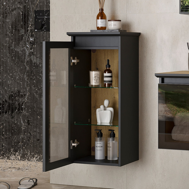 Полупенал подвесной EQUIL Strong 36 подвесной, со столешницей, R/L, 1 дв., дуб черный