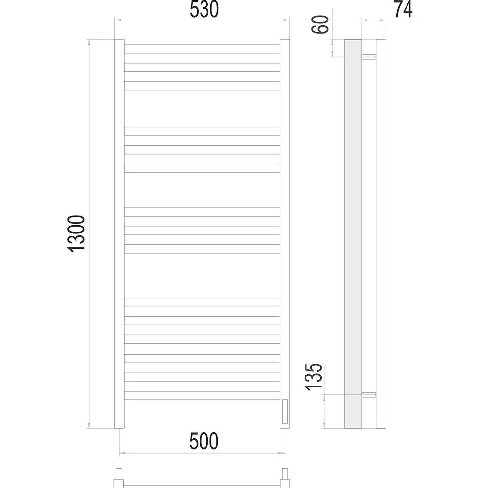 Полотенцесушитель электрический Terminus Ното П15 50х130