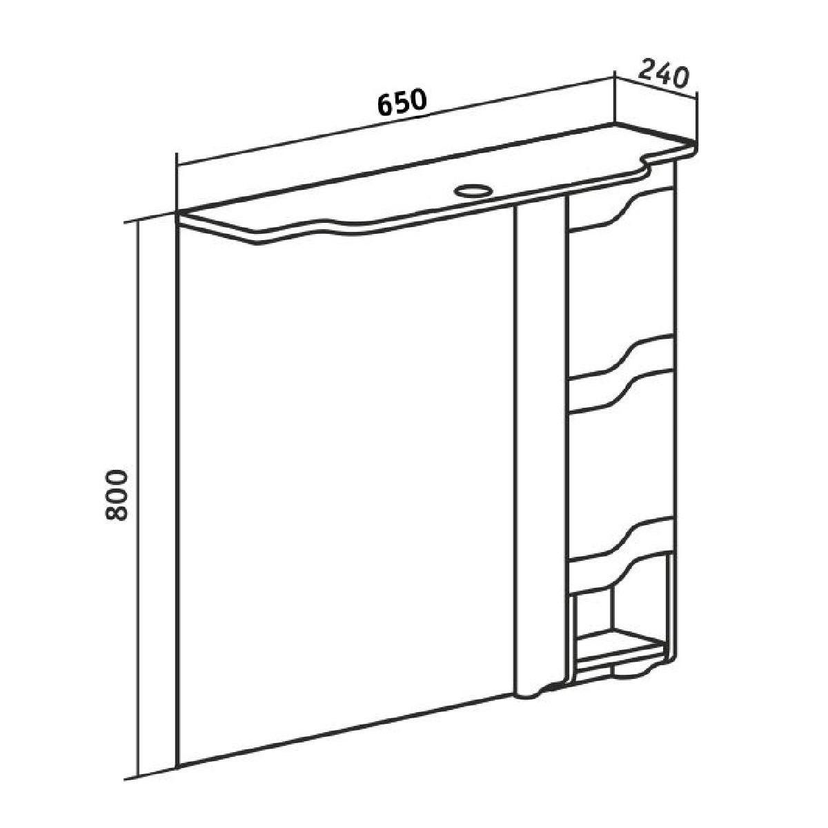 Зеркало с шкафчиком Runo Стиль 65 R, белый