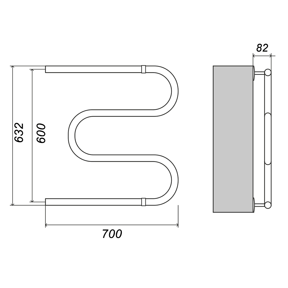 Полотенцесушитель водяной Domoterm М 600х700 Антиток, хром