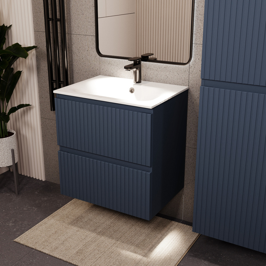 Тумба с раковиной подвесная (60 см) Terminus Vatikan VAT10602703101O, серый шёлк