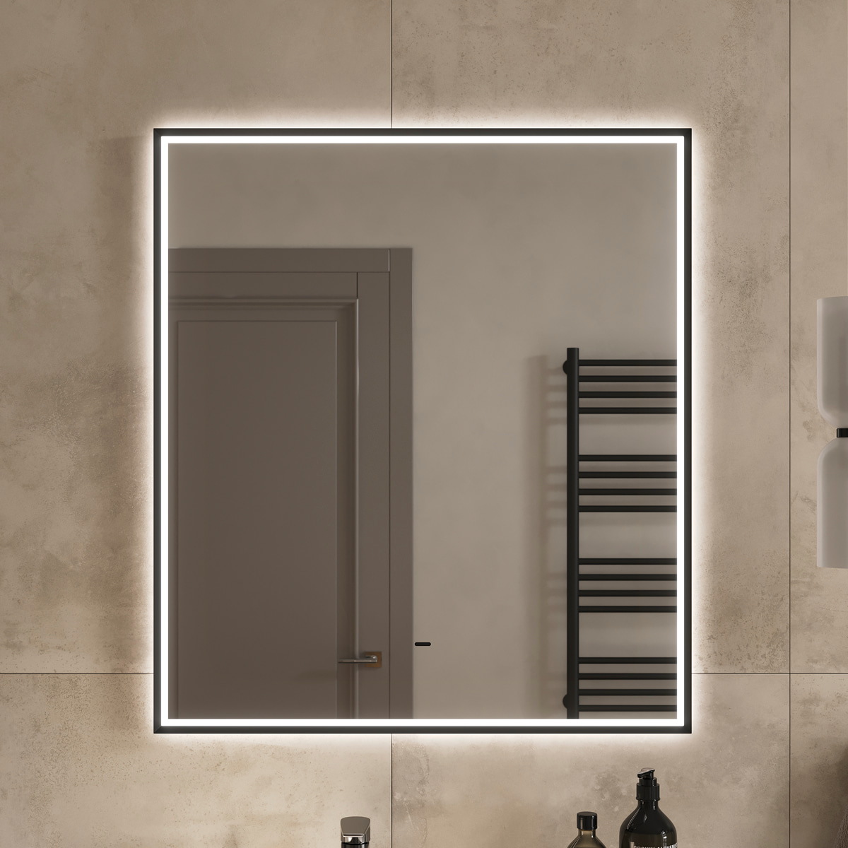 Зеркало EQUIL Forest LED 80 с подсветкой, черный