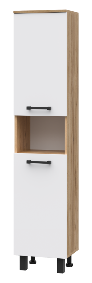 Пенал Misty Крафт 35 напольный/подвесной, L/R, белый/дуб крафт золотой