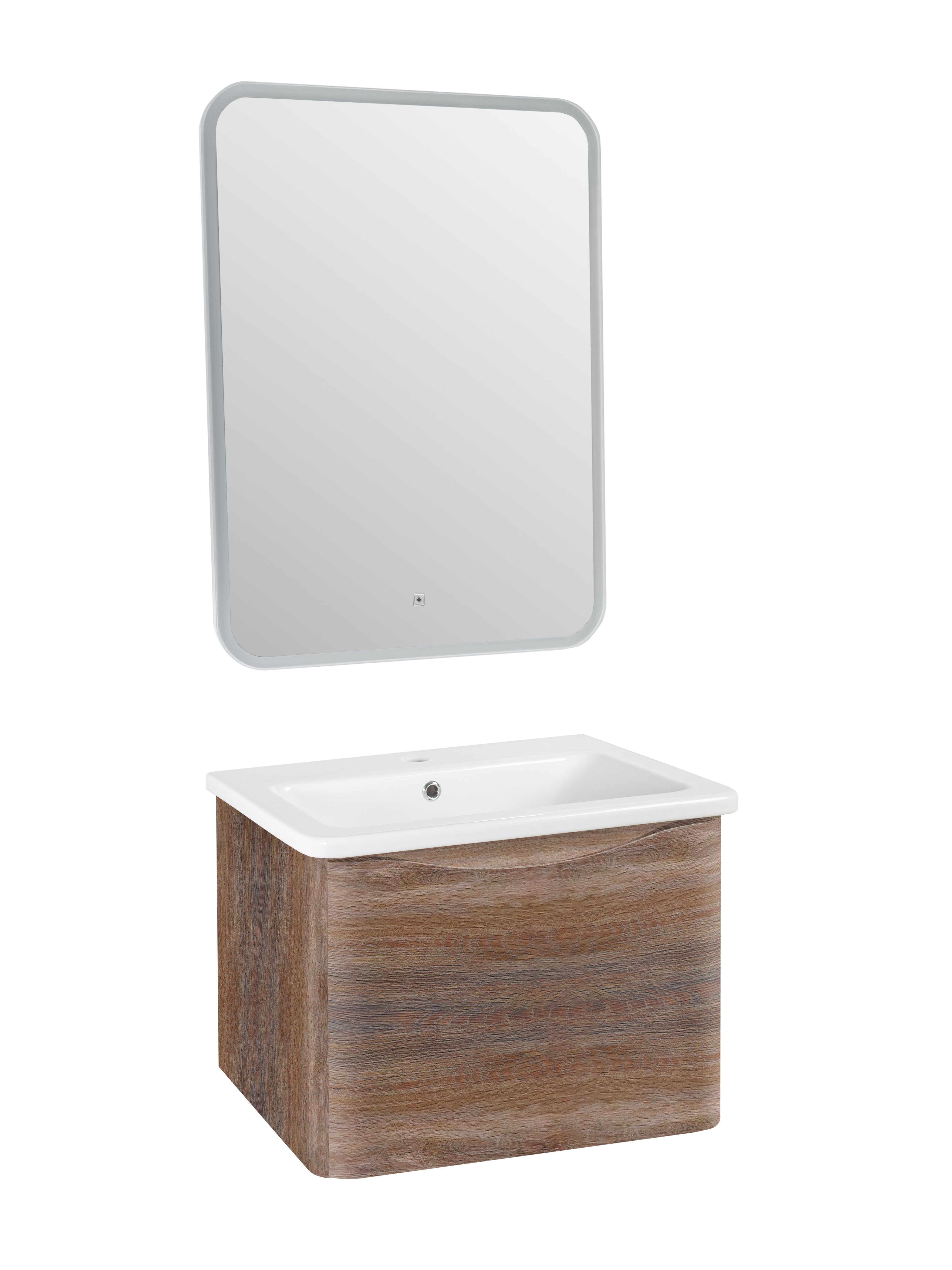 Тумба подвесная Runo Тоскана 60 с раковиной Никсон 60, темное дерево