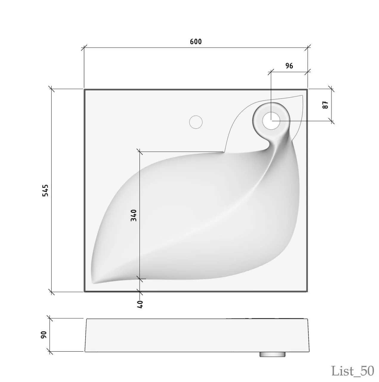 Раковина Madera List 60х55 белая