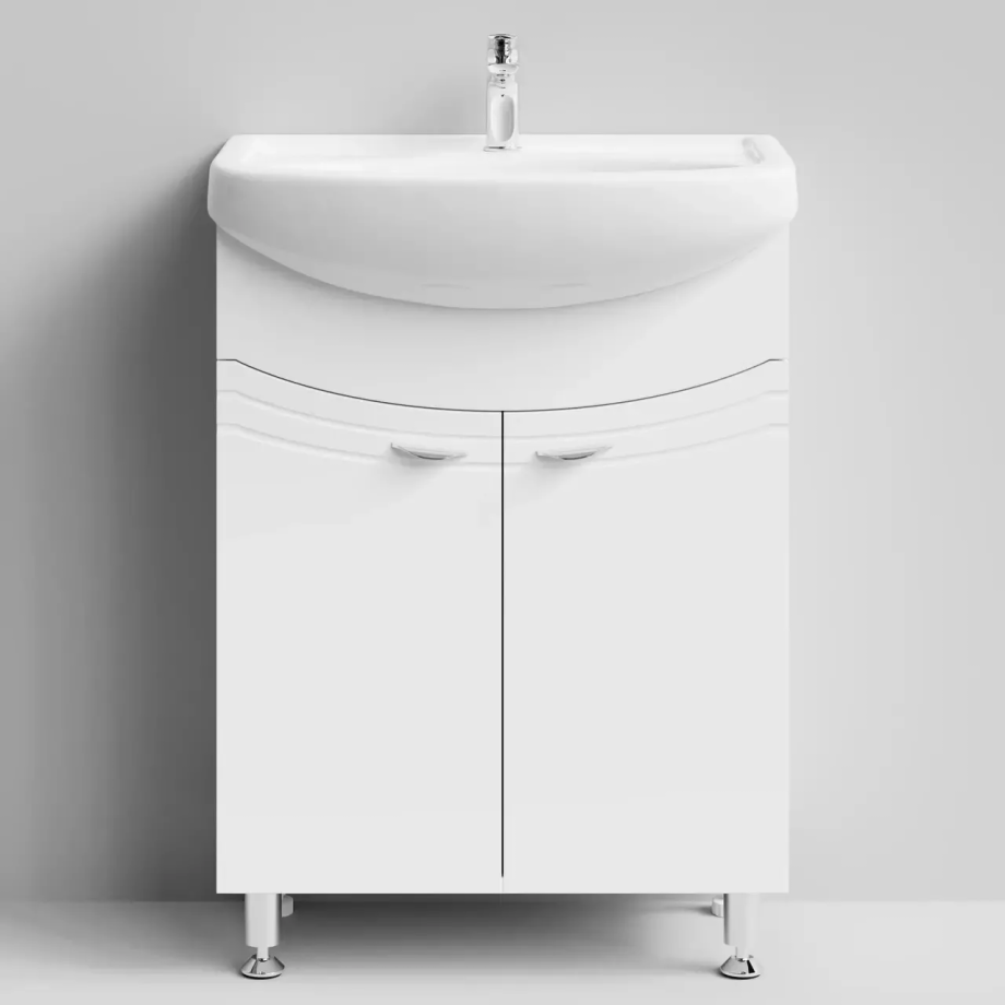 Тумба напольная Vod-ok Эльба 60 с раковиной Уют 60, белая
