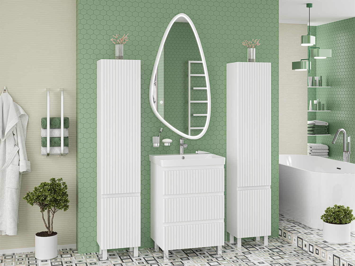 Тумба с раковиной Brevita Victory 60 напольная, белый