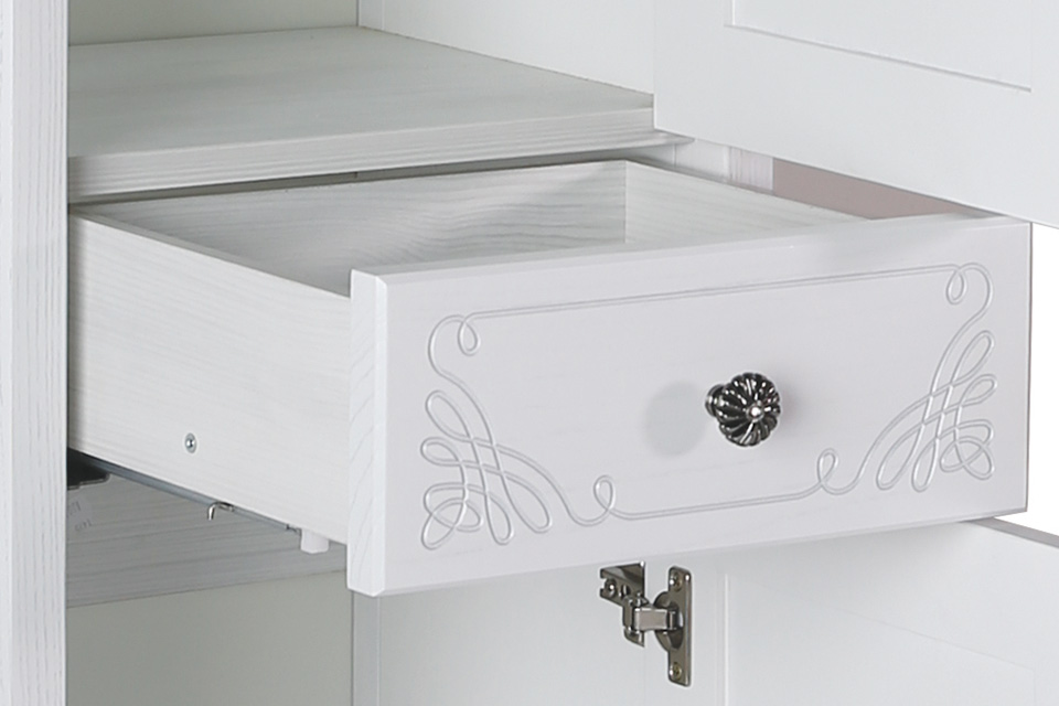 Пенал ASB Woodline Салерно 40 R напольный, белый, патина серебро