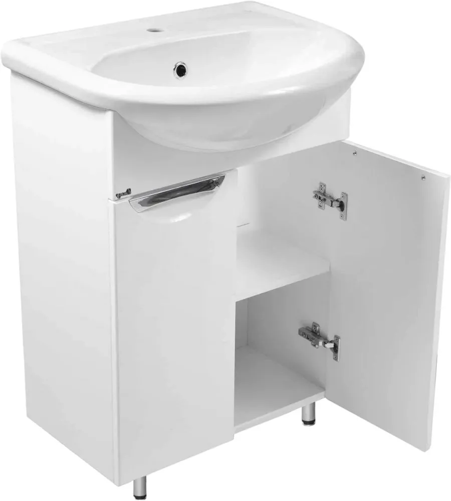 Тумба Emmy Милли с раковиной Уют 55 напольная, белая от магазина Vanna-Vanna.ru!