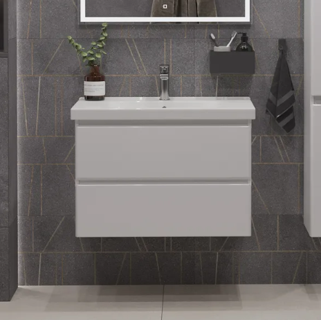 Тумба подвесная SanStar Arista 80 с раковиной Гармония 80, белая