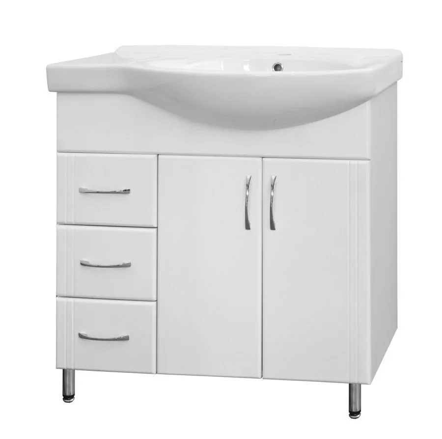 Тумба напольная Style Line Эко Стандарт №25 L 82 с раковиной Коралл 82, белая