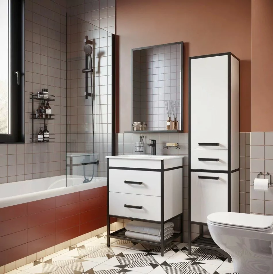 Пенал Sanflor Норд 35 R напольный, белый, черный муар