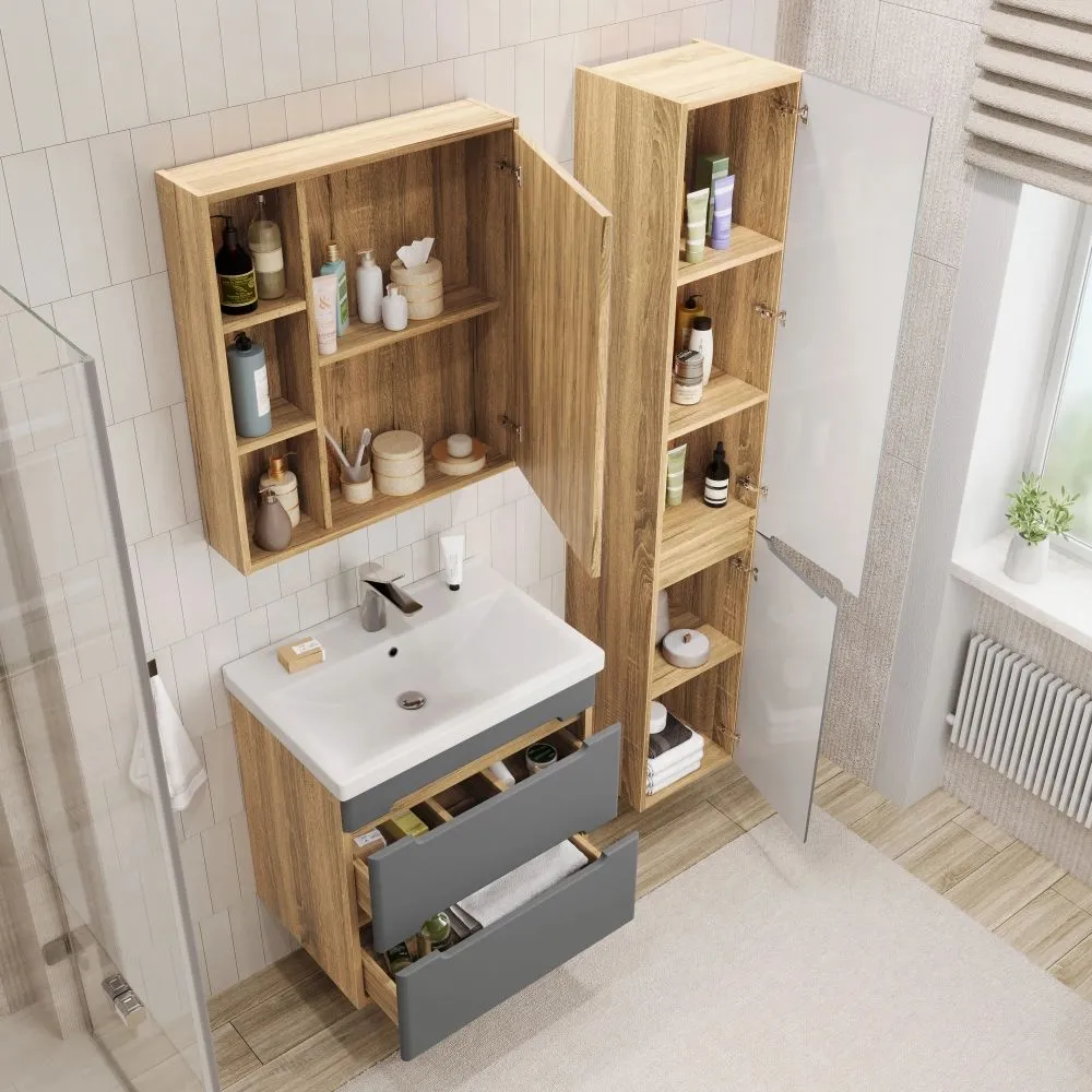 Тумба подвесная SanStar Diva 60 с раковиной Фест 60 (комплект), Gold Craft