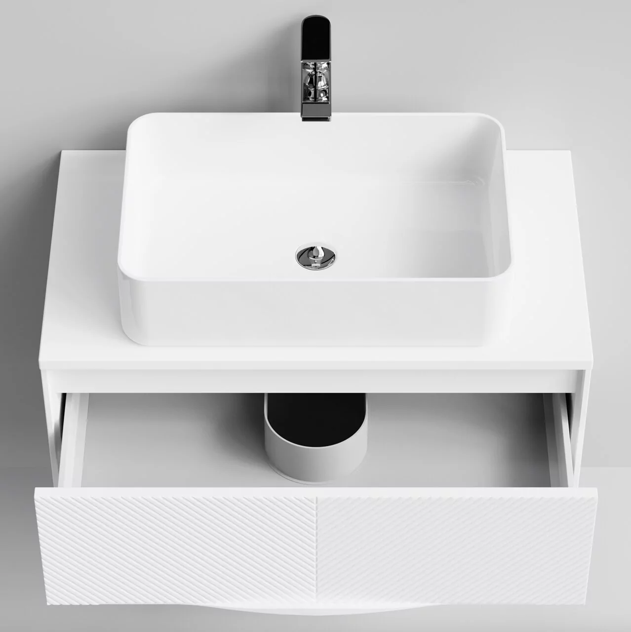 Тумба подвесная Vod-ok Липс 80 с раковиной Олимпия 560, белый + 7 цветов