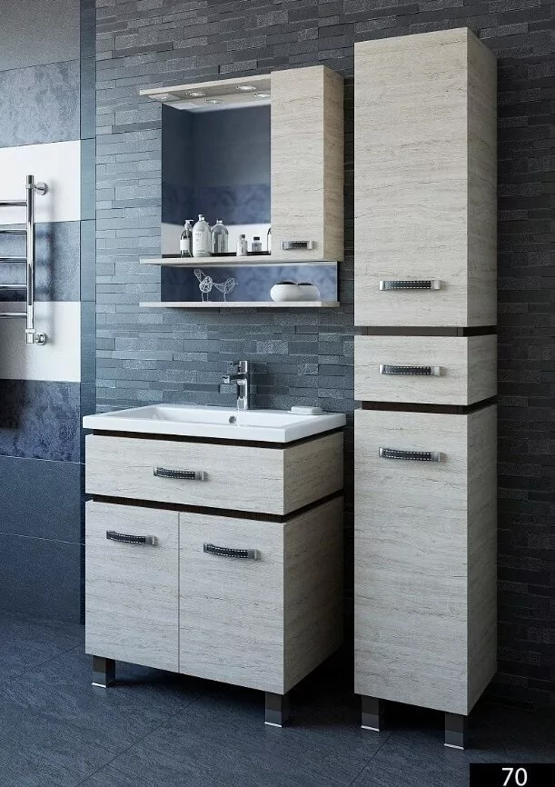 Зеркало-шкаф Sanflor Техас 70 R свет, 2 полки, орегон