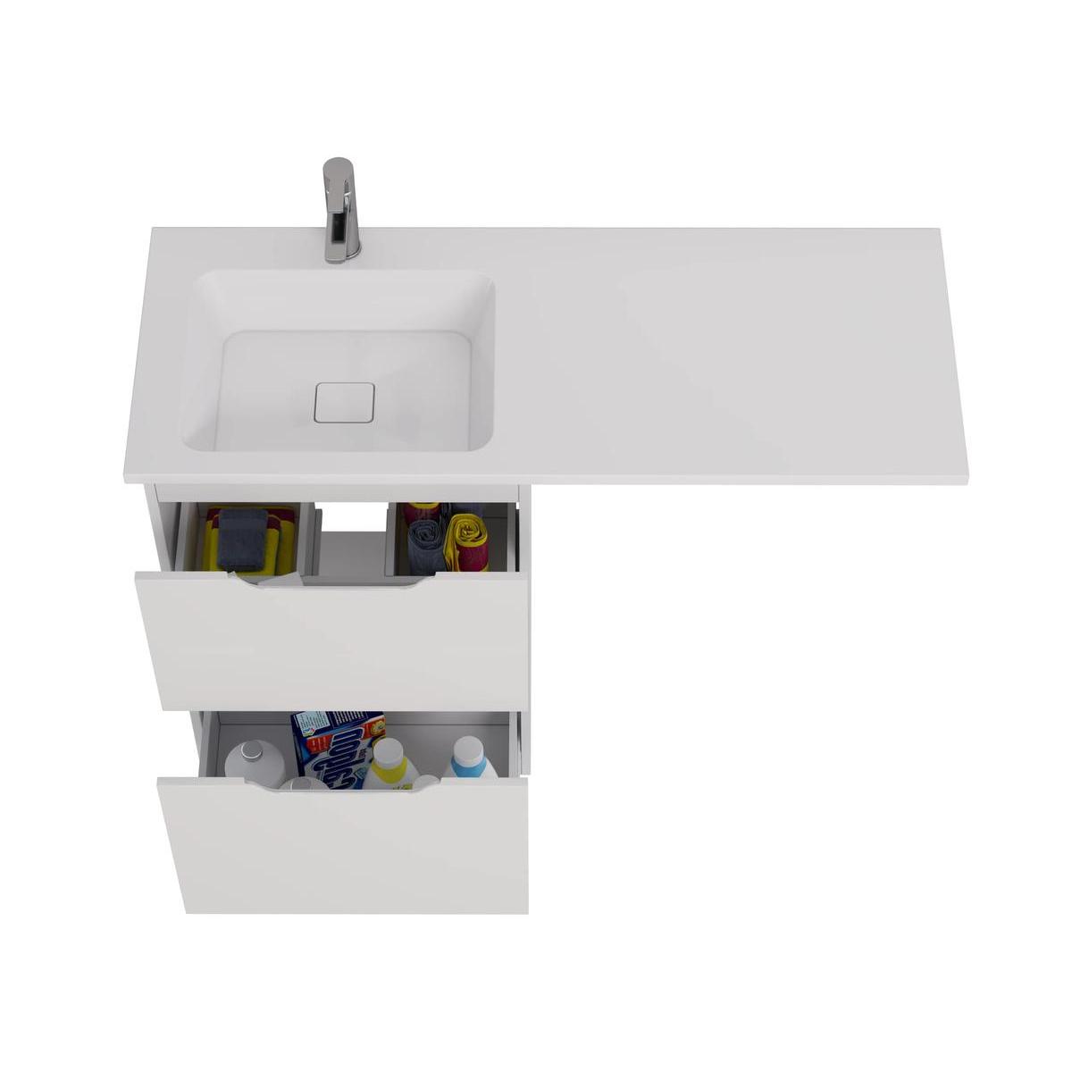 Тумба напольная Dreja Bona 60, с раковиной 120 см чаша слева, белый