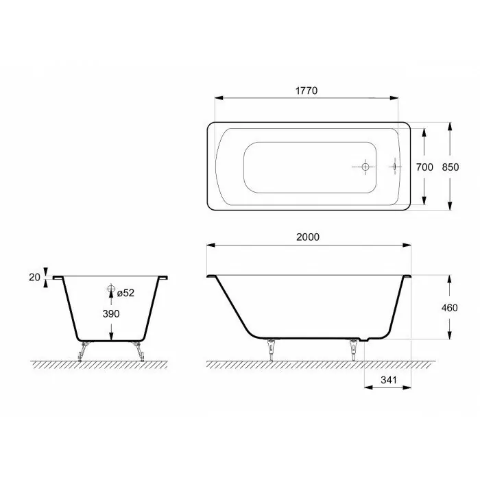 Ванна чугунная Delice Fort 200х85 DLR230622 прямоугольная