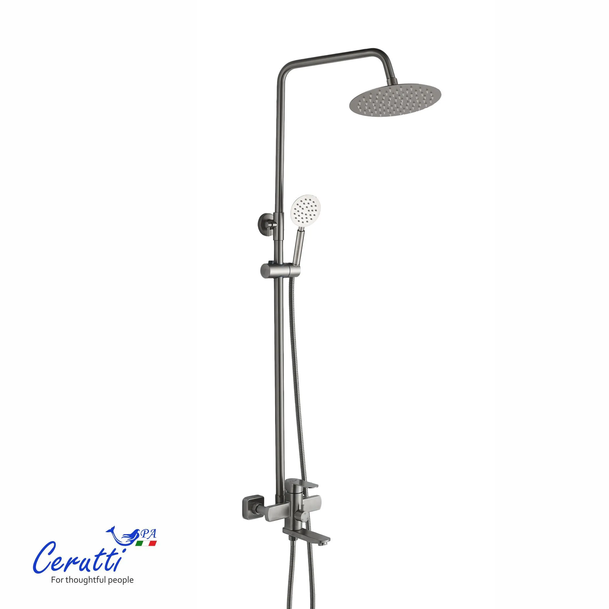 Душевая стойка Ceruttispa OVIDIO RSBN из нержавеющей стали, цвет матовый никель